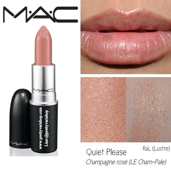 MAC Lustre Lipstick #Quiet, Please ลิปสติกเนื้อลัสเตอร์ เนื้อสัมผัสลื่น ทาง่าย ปกปิดระดับบางเบาถึงปานกลาง ฟินนิชแบบแวววาว เล่นแสงดูโดดเด่น กลบร่องแนบสนิท มอบสีเด่นชัดแนบแน่นบนริมฝีปากในขณะเดียวกันก็มอบความชุ่มชื้น เผยริ