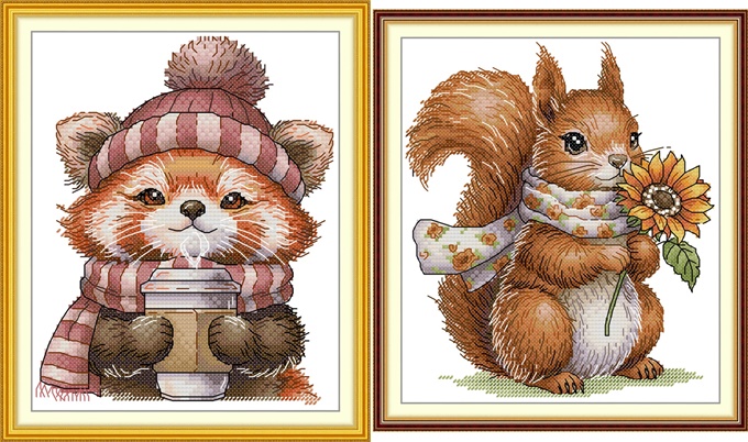 Little red panda and squirrel (ไม่พิมพ์/พิมพ์ลาย)