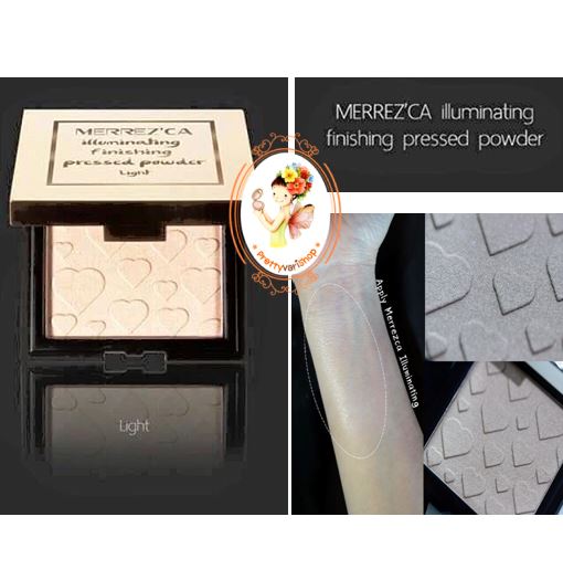 **พร้อมส่ง**Merrezca Illuminating Finishing Pressed Powder #Light ไฮไลท์สีครีมเบจ ปัดเพิ่มมิติให้กับผิวหน้า หรือปัดกระจายทั่วผิวหน้าพิ่มความเงา โกล์วๆดูสุขภาพดี เนื้อเนียนละเอียด ติดทน แถมยังมีกลิ่นหอมอ่อนๆของดอกกุหลาบ มาในตลับสวยหรู เนื้อไฮไลท์เป็นลายเก๋