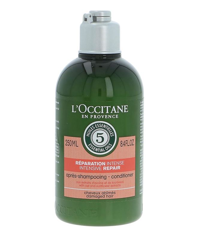 L'OCCITANE Intensive Repair Conditioner 250ml. คอนดิชันเนอร์สูตรปราศจากซิลิโคนที่ช่วยซ่อมแซมและเสริมสร้างความแข็งแรงให้กับเส้นผมที่แห้งเสีย แตกปลาย และถูกทำลาย ฟื้นฟูไฟเบอร์เส้นผมให้แข็งแรงตั้งแต่รากผมจดปลาย ช่วยให้ผมนุ่มลื่นเป็นประกาย มีชีวิตชีวา ผม