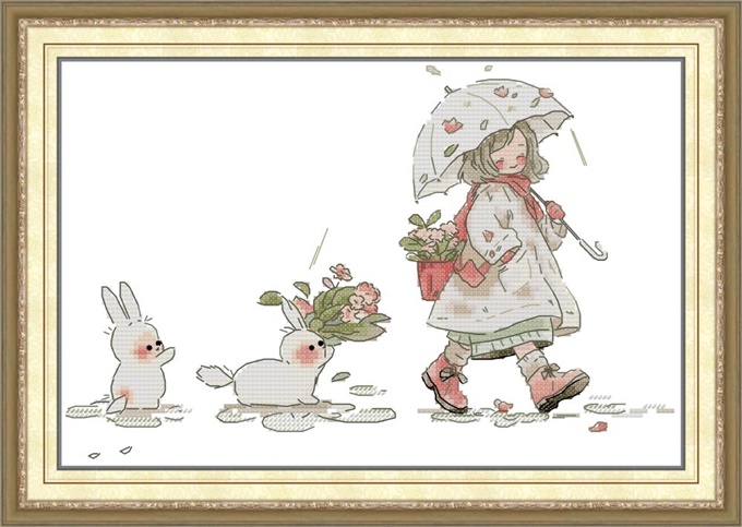 Girl and rabbit (ไม่พิมพ์/พิมพ์ลาย)