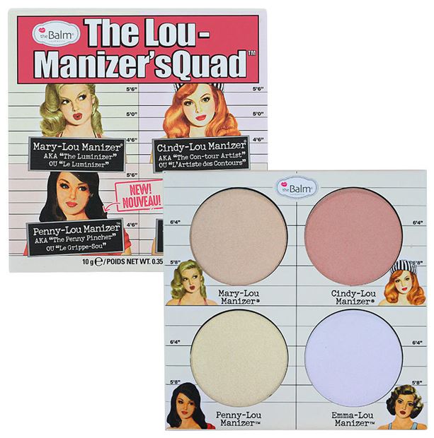 The Balm Dew Manizer'sQuad Mini Liquid Highlighters Set พาเลทสุดฮอต ที่รวบรวมเอา Highlight เนื้อฝุ่นขายดีตระกูล Lou ของ #thebalm ทั้ง 4 สีไว้ในพาเลทเดียวกันสามารถนำมาใช้เป็นบลัชออนได้ช่วยเพิ่มมิติให้กับผิวหน้าของคุณให้ดูโดดเด่น ให้ผิวคุณด