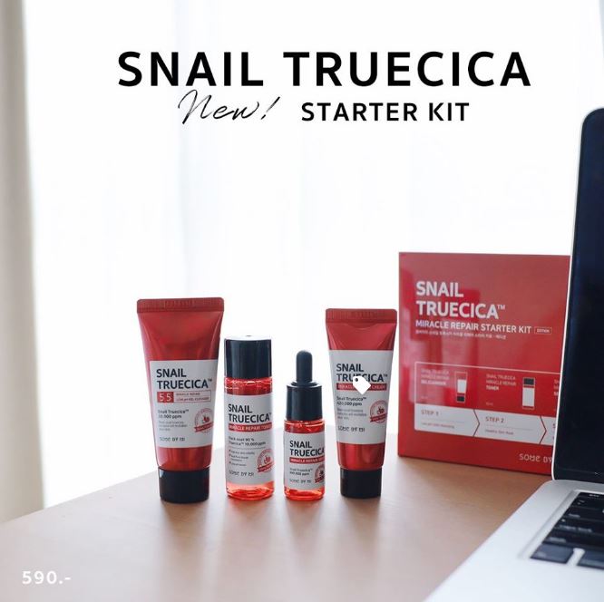 *พร้อมส่ง*Some By Mi Snail True Cica Miracle Repair Starter Kit (4 items) เซ็ทใหม่ล่าสุดจากซัม บายมี รวม 4 ไอเทมสุดขายดี รวมพลังเมือกหอยทากดำและส่วนผสมจาก Truecia ไว้ในชุดเดียวกัน ปลอบประโลมผิว สร้างเกราะป้องกันผิว และลดรอยแผลเป็น รอยหลุมสิว