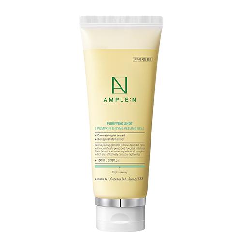 Coreana Ample :N Purifying Shot Pumpkin Enzyme Peeling Gel 100 ml. เจลล้างหน้าช่วยขจัดเซลล์ผิวที่ตายแล้วและช่วยให้ผิวสดใส มีส่วนผสมของฟักทองเป็นหลัก ที่จะช่วยฟื้นฟูผิวจากมลภาวะและผิวหมองคล้ำ ให้กระจ่างใสยังให้ผิวอิ่มฟู ช่วยผลัดเซลล์ผิวให้เรียบ