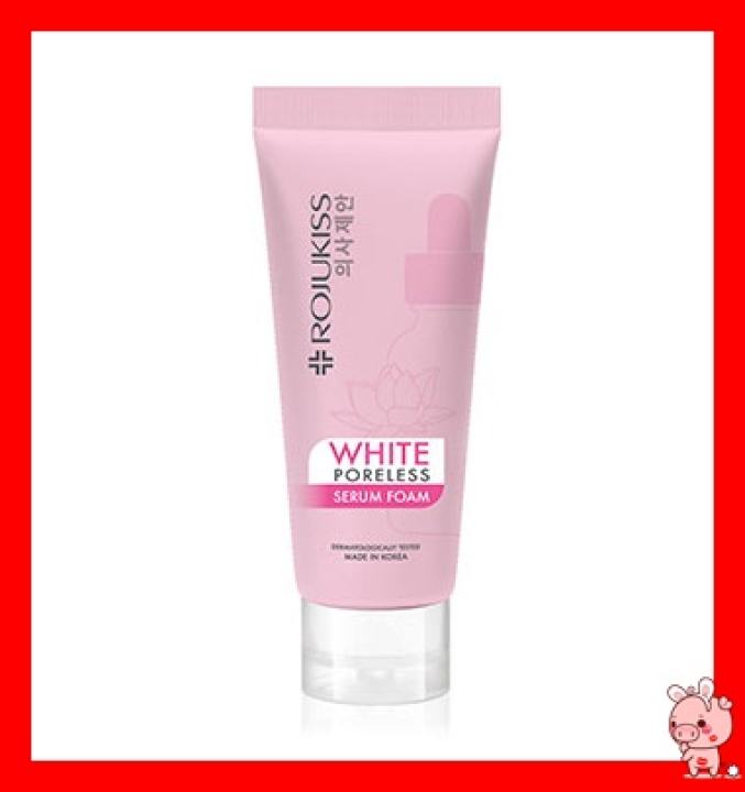 สีชมพู ROJUKISS WHITE PORELESS SERUM FOAM 100 ml.