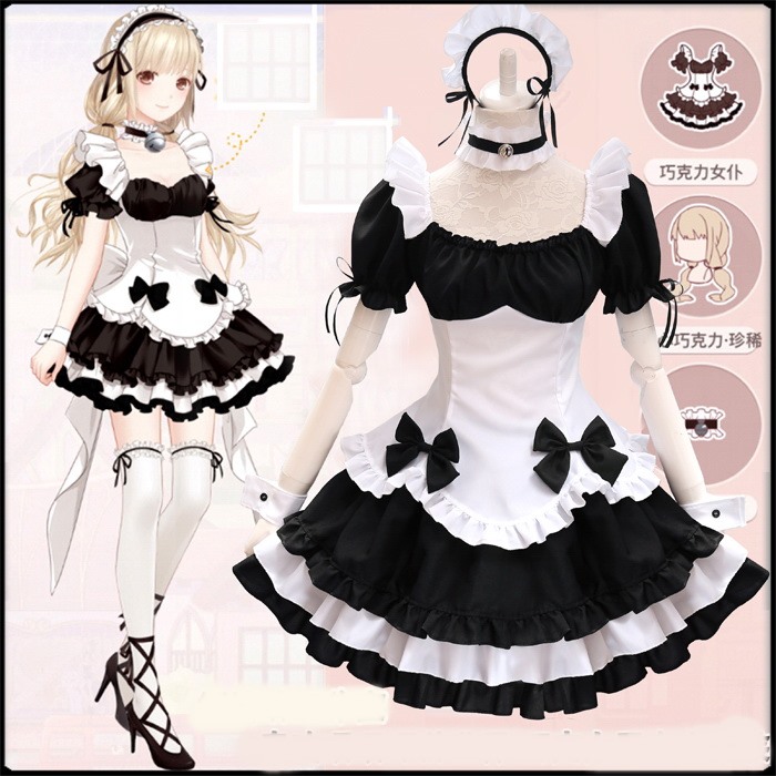 ++พร้อมส่ง++ชุดเมดCosplay Miracle Warms The World. Black and White Chocolate Maid ชุดเมด ชุดแม่บ้าน ชุดเมดโลลิต้า