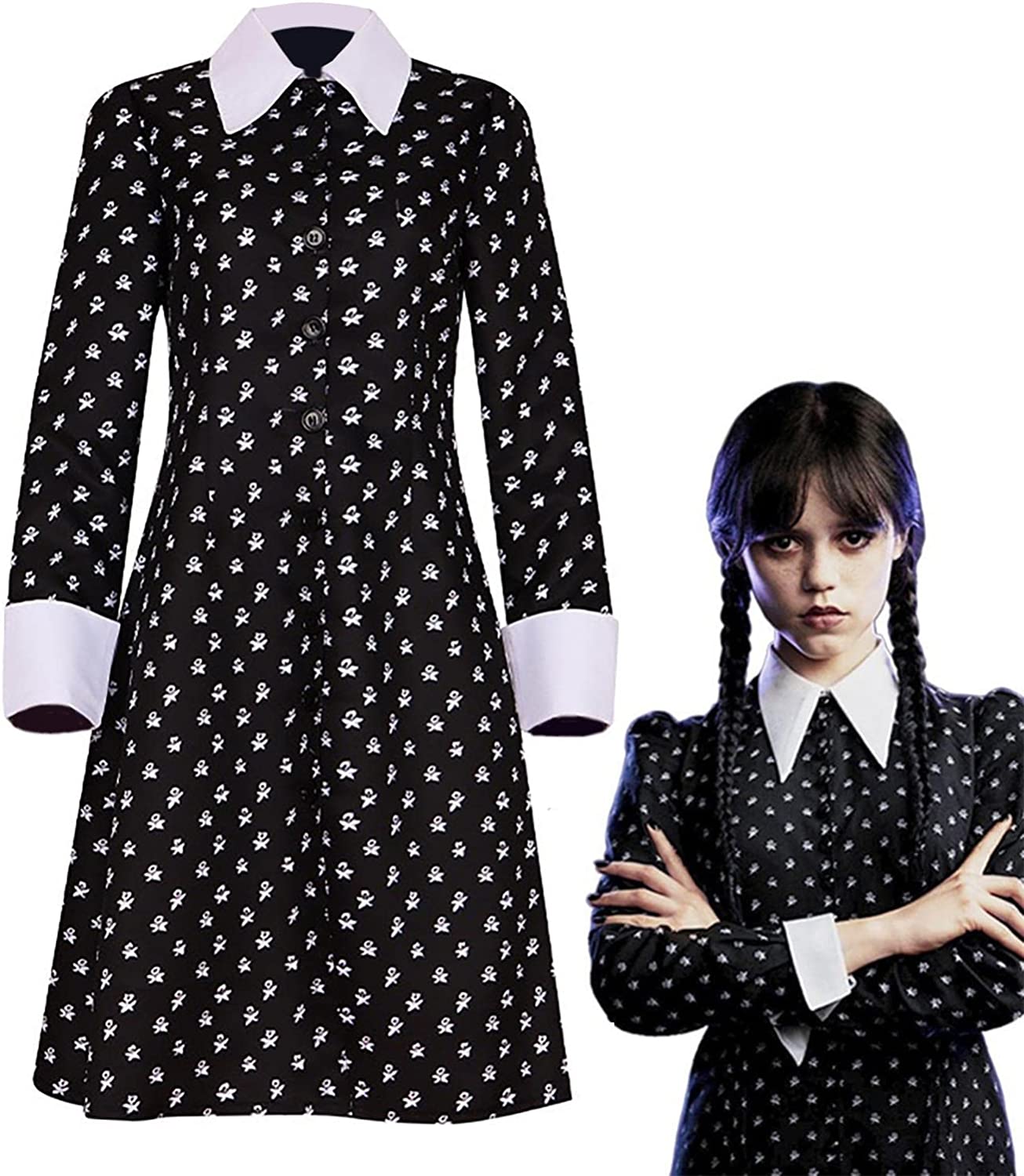 ++พร้อมส่ง++ชุดWednesday Addams family ชุดเว้นท์เดย์ ครอบครัวอาดัมส์ อาดัมส์แฟมิลี่