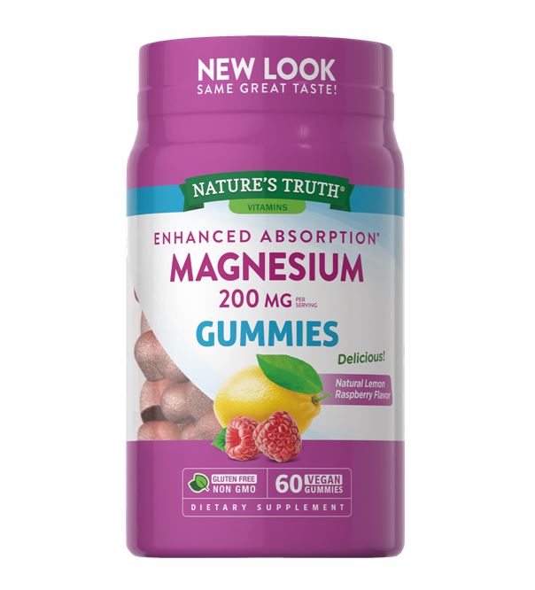 Nature's Truth Vitamins Magnesium 200mg Gummies Natural Lemon Raspberry 60 Vegan Gummies กัมมี่เจลลี่แมกนีเซียม รสเลมอนราสเบอรี่ แสนอร่อย ทานง่าย เหมาะสำหรับคนไม่ชอบทานวิตามินแบบเม็ด เหมาะสำหรับผู้หญิง และผู้ชายที่ต้องการการผ่อนคลายกล้ามเนื้อ สุขภาพห