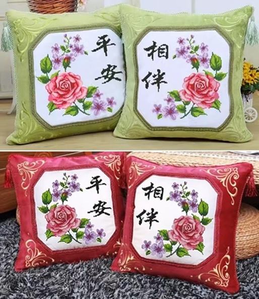 Rose pillow (คู่)(พิมพ์ลาย)