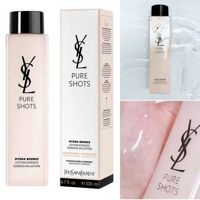 YSL Yves Saint Laurent Pure Shots Hydra Bounce Essence-In-Lotion ไซส์จริง 200ml. เอสเซนส์โลชั่นประสานพลังที่ไม่เหมือนใครของดอกส้ม วิตามินอี วิตามินบี 3 หรือใครจะเรียก น้ำตบดอกส้ม ก็ได้คะ พี่ป้อม วินิจ จะใช้ลงให้นางแบบก่อนแต่งหน้าบ่อยๆ ผิวสวยมาก