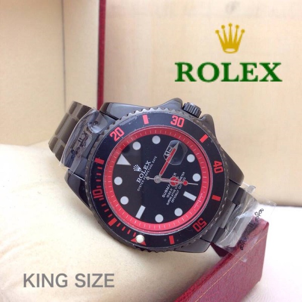 ** พร้อมส่ง ** นาฬิกาข้อมือแฟชั่น แบรนด์ สายเลส สีดำ-แดง ( Rolex )