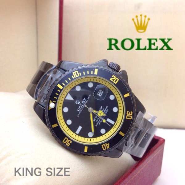 ** พร้อมส่ง ** นาฬิกาข้อมือแฟชั่น แบรนด์ สายเลส สีดำ-เหลือง ( Rolex )