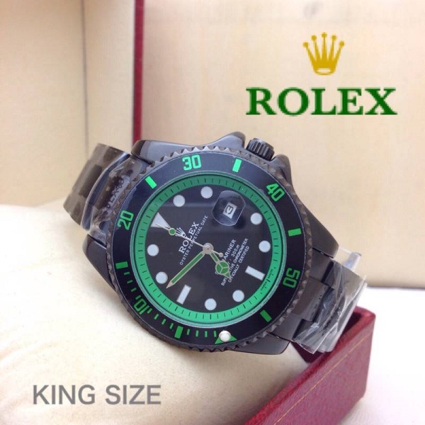 ** พร้อมส่ง ** นาฬิกาข้อมือแฟชั่น แบรนด์ สายเลส สีดำ-เขียว ( Rolex )