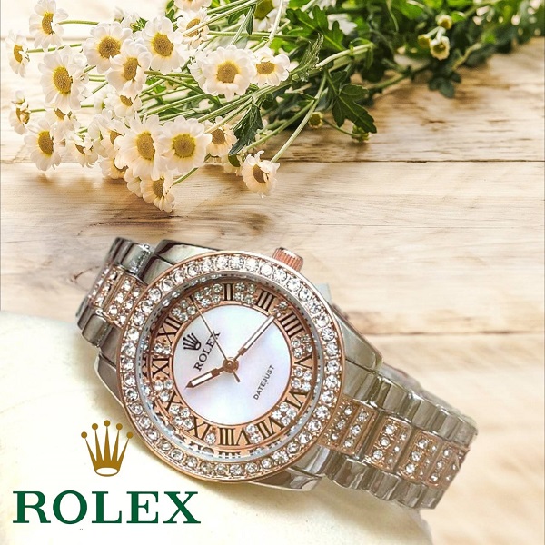 ** พร้อมส่ง ** นาฬิกาข้อมือแฟชั่น แบรนด์ สายเลส สี 2K เงิน-ทอง ( Rolex )