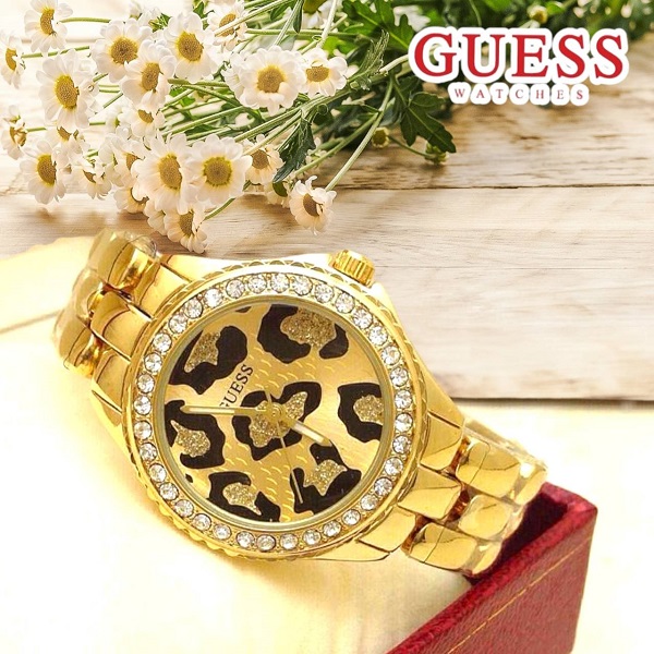 ** พร้อมส่ง ** นาฬิกาข้อมือแฟชั่น แบรนด์ สายเลส สีทอง ( Guess )