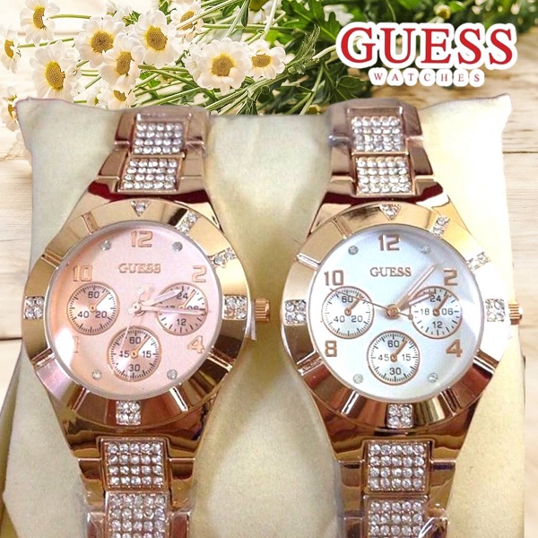 ** พร้อมส่ง ** นาฬิกาข้อมือแฟชั่น แบรนด์ สายเลส สี Rose Gold ( Guess )