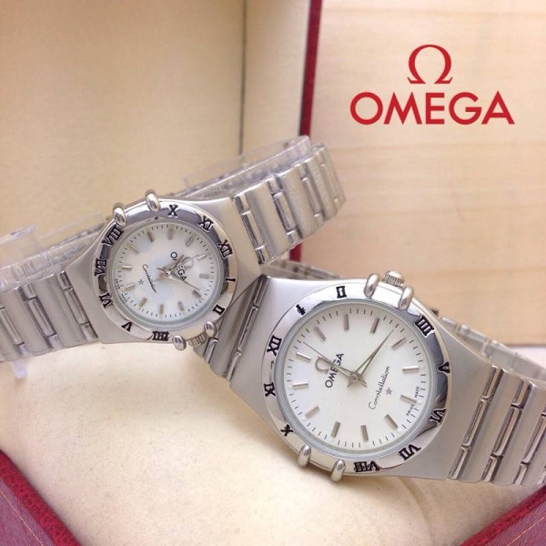 ** พร้อมส่ง ** นาฬิกาข้อมือแฟชั่น แบรนด์ สายเลส สีเงิน หน้าปัดขาว ( Omega )