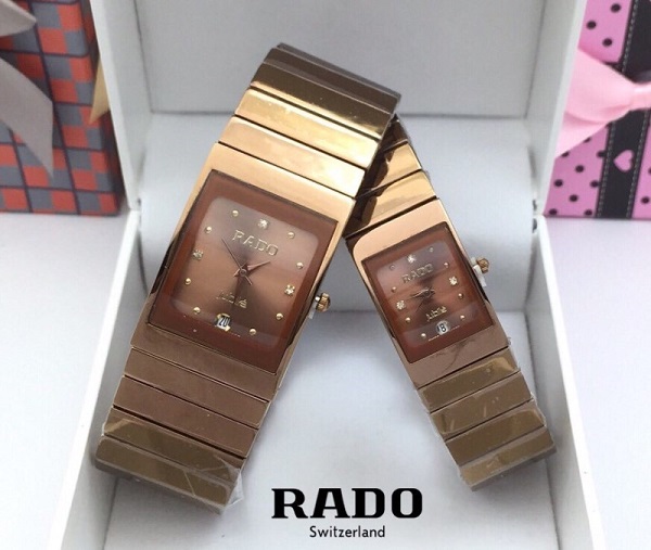 ** พร้อมส่ง ** นาฬิกาข้อมือแฟชั่น แบรนด์ สายเลส สีน้ำตาล King Size ( Rado )