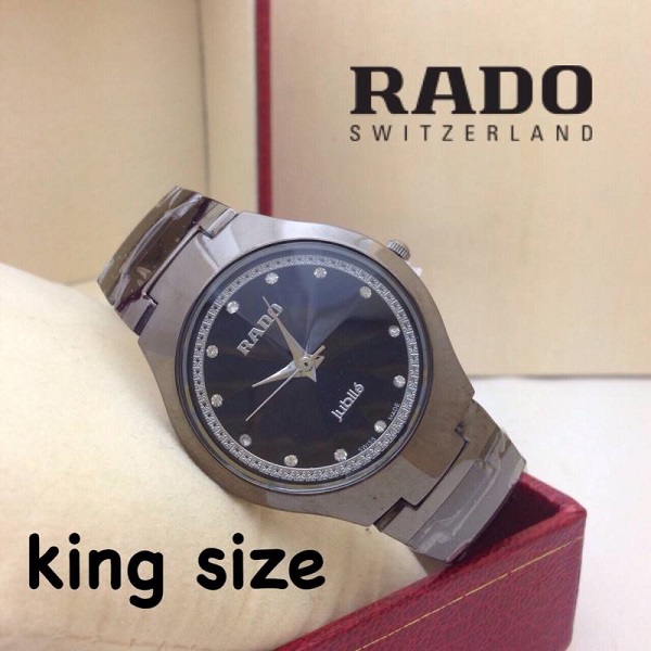 ** พร้อมส่ง ** นาฬิกาข้อมือแฟชั่น แบรนด์ สายเลส สีดำ King Size ( Rado )