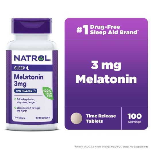 Natrol Sleep Melatonin 3 Mg 100 Tablets สูตร Time Release ของแท้จาก US 100% วิตามินเมลาโทนิน 3 mg. แบบเม็ดกลืน ทานง่าย เป็นเม็ดวิตามินรุ่น Time Release ดูดซึมได้ดียิ่งขึ้น ให้ผลดียิ่งขึ้น เพิ่มวิตามินบี 6 ช่วยควบคุมอารมณ์และการนอนหลับของเรา ทำให้นอนหลับได