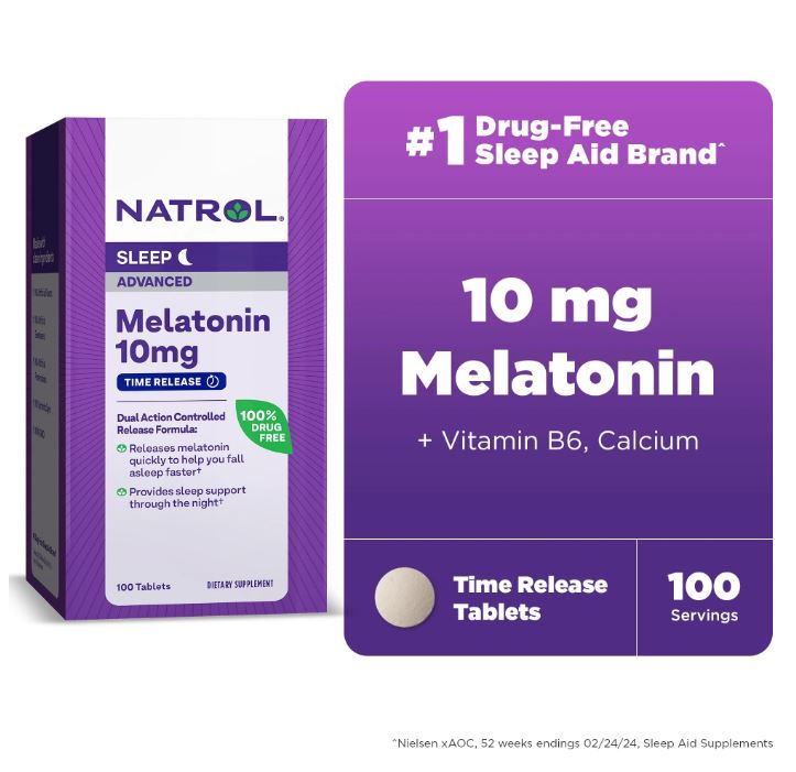 Natrol Sleep Advanced Melatonin 10 Mg 100 Tablets สูตร Time Release ของแท้จาก US 100% วิตามินเมลาโทนิน 10 mg. แบบเม็ดกลืน ทานง่าย สำหรับคนนอนหลับยากสุดๆ ทานตัว 5 mg. แล้วยังหลับไม่สนิทค่ะ เป็นเม็ดวิตามินรุ่น Time Release ดูดซึมได้ดียิ่งขึ้น ให้ผลดียิ่งขึ้