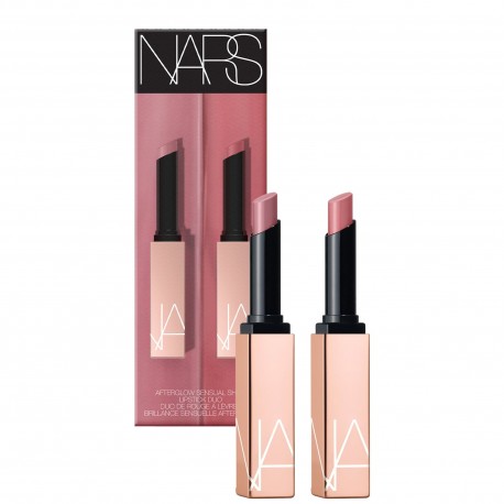 NARS Afterglow Sensual Shine Lipstick  Duo เซ็ทคู่ลิปสติก NARS Afterglow Sensual Shine 2 เฉดสีขนาดปกติในเฉดสี Devotion และ Dolce Vita ลิปสติกเนื้อนุ่มดุจกำมะหยี่ มอบความเปล่งประกา