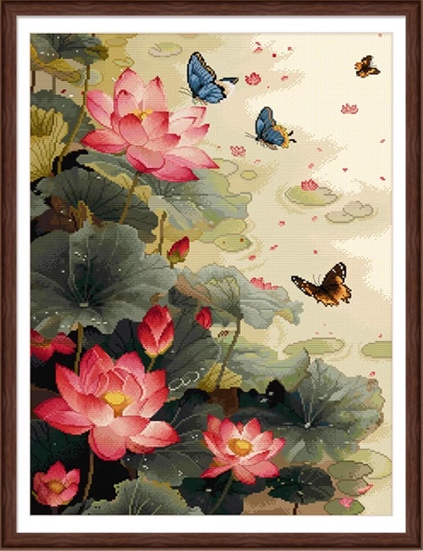 Lotus and butterflies (พิมพ์ลาย)