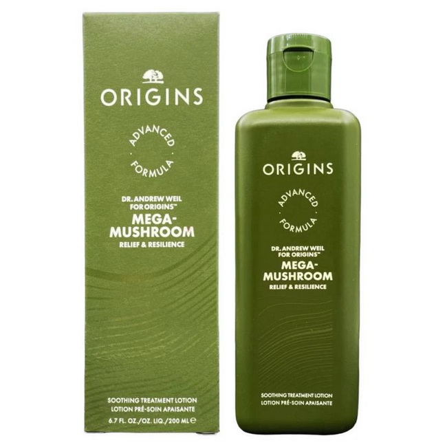 Origins Advanced Formula Mega-Mushroom Relief & Resilience Soothing Treatment Lotion 200ml. น้ำตบเห็ดสูตรใหม่ เพิ่มประสิทธิภาพจากสารสกัดมากกว่าเดิม 10 เท่า ลดปัญหาเป็นสิว ผดผื่น รูขุมขนอุดตันลดลง ผิวชุ่มชื่นแข็งแรงขึ้น ตัวนี้แนะนำเลยจ้า 