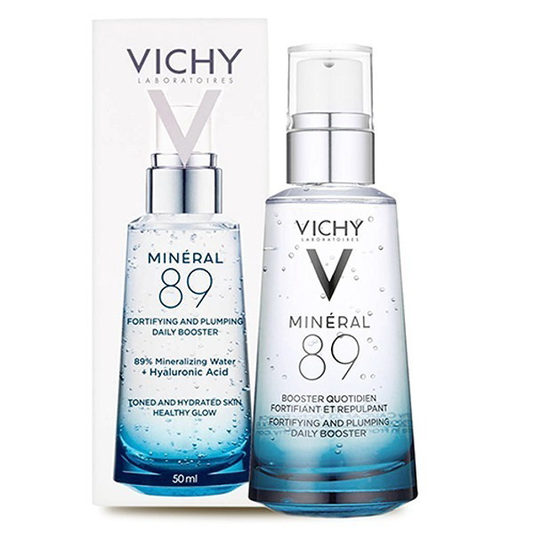 Vichy Mineral 89 Booster Serum 50ml. พรีเซรั่มเข้มข้น ด้วยส่วนผสมของน้ำแร่ Vichy จากแหล่งภูเขาไฟฝรั่งเศสเข้มข้นสูงถึง 89% ผสานไฮยาลูรอน เสริมประสิทธิภาพในการกักเก็บความชุ่มชื้นสู่ผิว ลดเลือนริ้วรอย เผยผิวอิ่มเอิบนุ่มฟู กระชับ ยืดหยุ่น ใน 28 วัน พร้อมเ