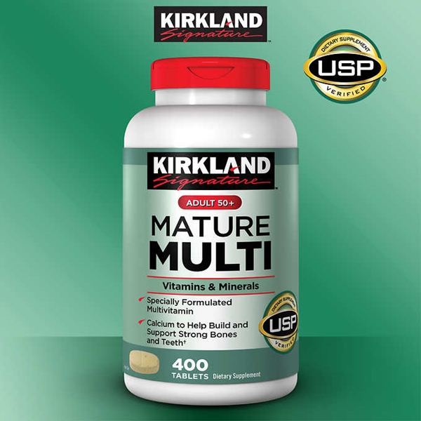 Kirkland Signature Adult 50+ Mature Multi Vitamins & Minerals 400 Tablets วิตามินรวมและแร่ธาตุสำหรับผู้ใหญ่อายุ 50 ปีขึ้นไป วัยทอง เป็นวัยเสื่อมถอยอย่างรวดเร็ว จำเป็นต้องจัดสารอาหารให้ได้สัดส่วน เพื่อชะลอความเสื่อมของร่างกาย รวมสารอาหารให้ครบถ้วนเหมาะ