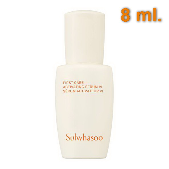 Sulwhasoo First Care Activating Serum VI ขนาดทดลอง 8 ml. ปรับสูตรใหม่เพื่อผลลัพธ์ x 2 เป็นรุ่นที่ 6 เซรั่มขั้นตอนแรกในการปรนนิบัติผิวฟื้นบำรุงและลดเลือนริ้วรอย ผสานสารสกัดจากโสม Ginseng Technology ช่วยผลัดเซลล์ผิวใหม่เสริมเกราะป้องกันผิวให้ดีขึ้น