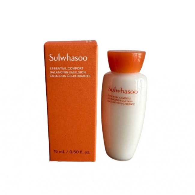 Sulwhasoo New Essential Comfort Balancing Emulsion ขนาดทดลอง 15ml. อิมัลชั่นบำรุงผิวหน้า มอบความสบายพร้อมเติมน้ำให้ผิวอิ่มฟู สู่ผลลัพธ์ความชุ่มชื้นและช่วยปลอบประโลมผิว ด้วยการเก็บกักความชุ่มชื้นให้ผิวเนียนนุ่ม น่าสัมผัส เป็นอิมัลชั่นที่ให้ความชุ่มชื้นอย่า