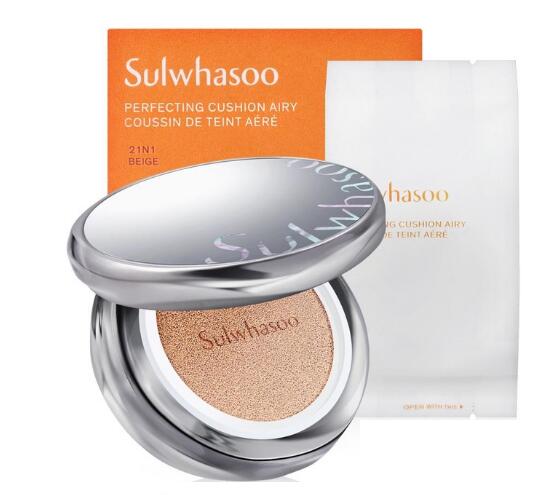 Sulwhasoo Sulwhasoo New Perfecting Cushion Airy SPF50+ PA+++ ไซส์จริง 15 g. + 15 g. Refill คุชชั่นผสมบำรุงผิวสูตรใหม่สร้างผิวสวยสมบูรณ์แบบอย่างง่ายดาย เผยผิวกระจ่างใสสุขภาพดีในหนึ่งเดียว สูตรแอรรี่ Airy เพิ่มส่วนผสมการบำรุงผิวมากขึ้น ด้วย First Care Activ