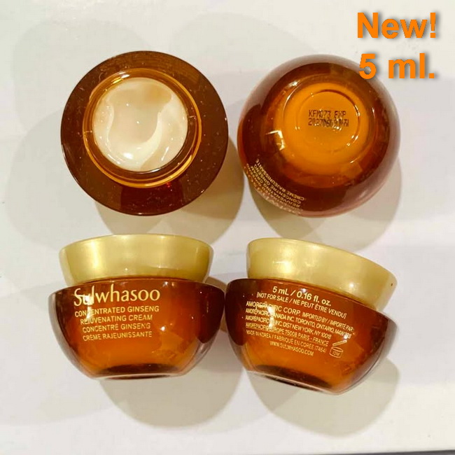 Sulwhasoo New Concentrated Ginseng Rejuvenating Cream ขนาดทดลอง 5 ml. (ไม่มีกล่อง) ปรับสูตรใหม่ ครีมโสมพัฒนาสูตรใหม่ทั้งไลน์ เพื่อประสิทธิภาพที่ดียิ่งขึ้น ลดเลือนริ้วรอย ยกกระชับ ผิวอิ่มฟู แลดูยกกระชับและเฟิร์ม ย้อนเวลาผิวให้แลดูอ่อนเยาว์ลง 2 ปี หลังจากใช