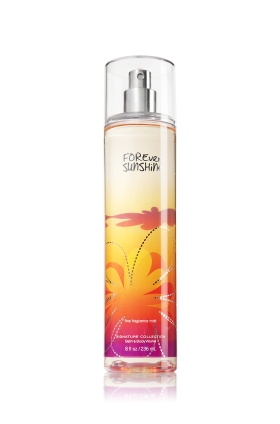 Bath & Body Works Forever Sunshine Fine Fragrance Mist 236 ml. สเปร์ยน้ำหอมที่ให้กลิ่นติดกายตลอดวัน หอมกลิ่นพีชและส้ม ผสมกับวนิลานุ่มๆอ่อนๆ ให้ความรู้สึกอบอุ่น คล้ายอยู่ในบรรยากาศของพระอาทิตย์กำลังตกดิน ในช่วงฤดูร้อนค่ะ